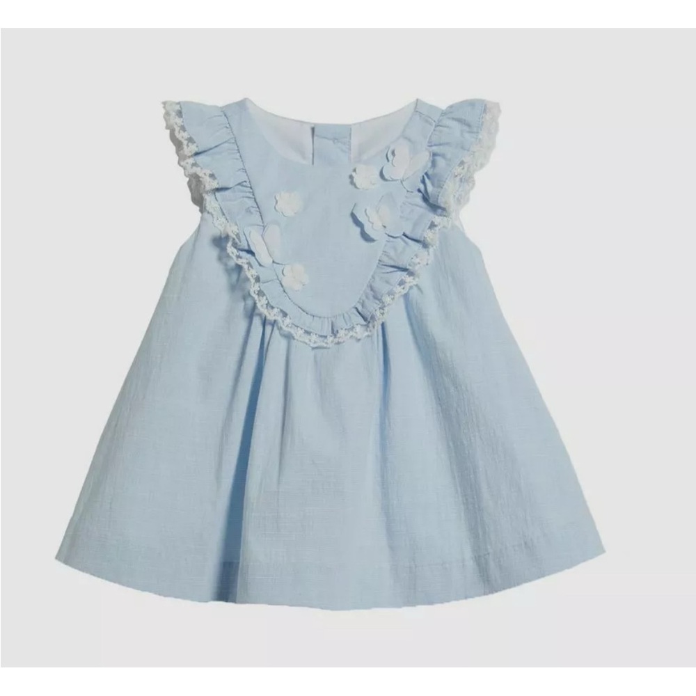 Miniclasix Baby👶🏻Girl's👧🏻Blue Butterfly🦋Ruffle Blouse Top Sz 24M